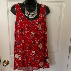 NWOT TORRID Red Floral Challis Button Front Fit & Flare Tank